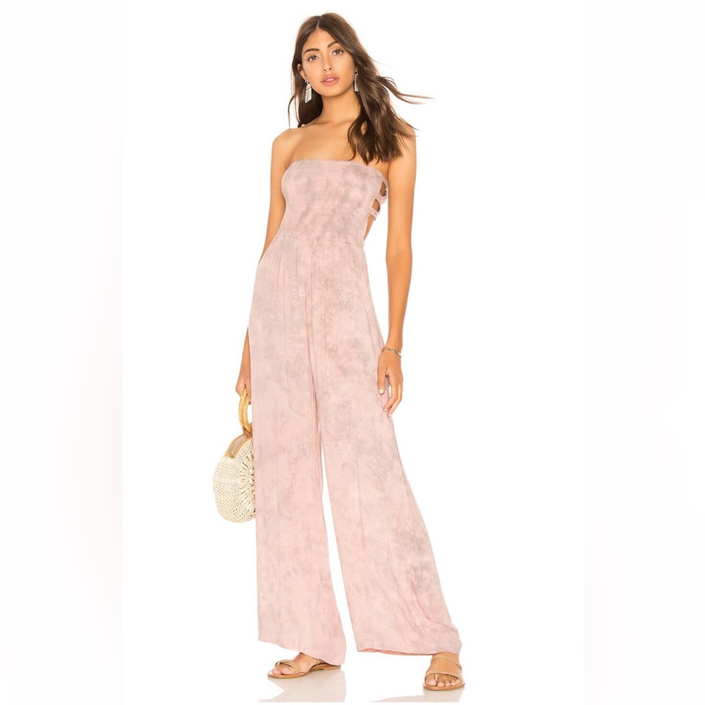 NWOT Tiare Hawaii Bennett Jumpsuit in Rose Smoke Tie Dye, OS